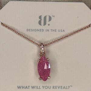 Bomb Party Lab Created Pink Ice Crystal Necklace on Rose Gold Plating NK19305